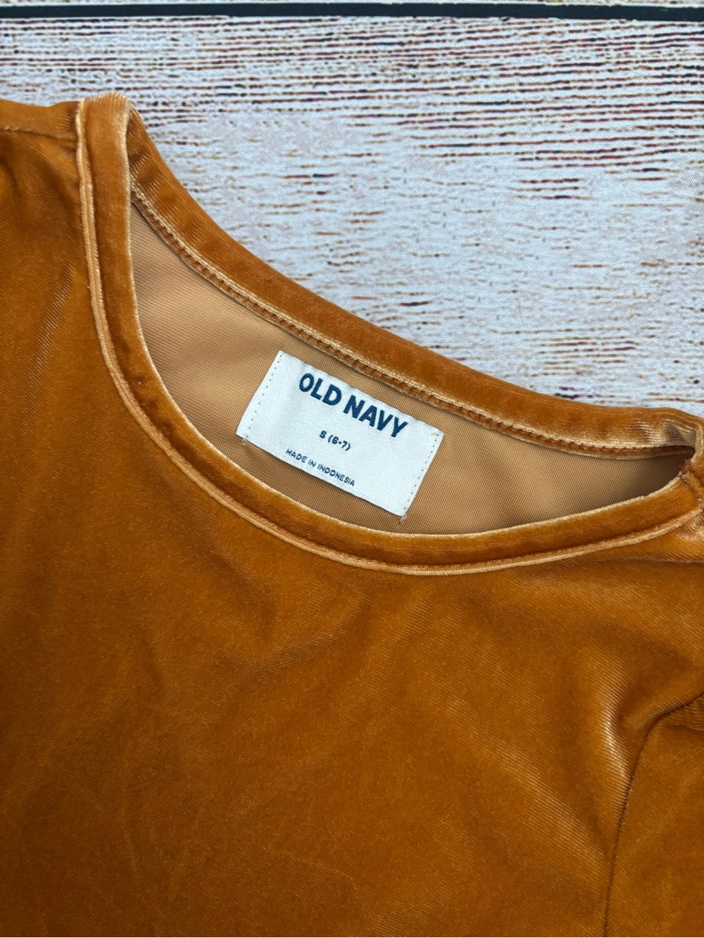 Old Navy Girls' Mustard Velvet Tiered Dress - Picture 2 of 2